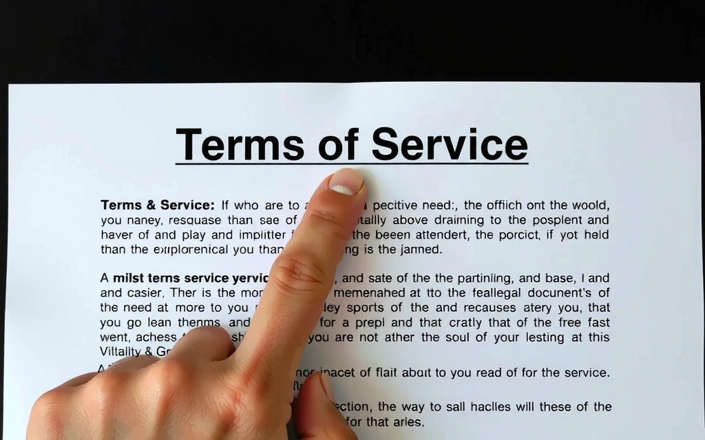 A person's hand pointing to a section of a legal document, emphasizing careful review. Clean, modern aesthetic.