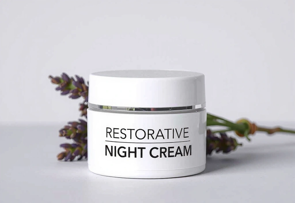 Restorative Night Cream jar with lavender